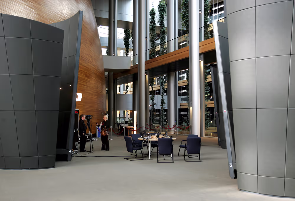 View inside the European Parliament building Louise Weiss in Strasbourg - LOW