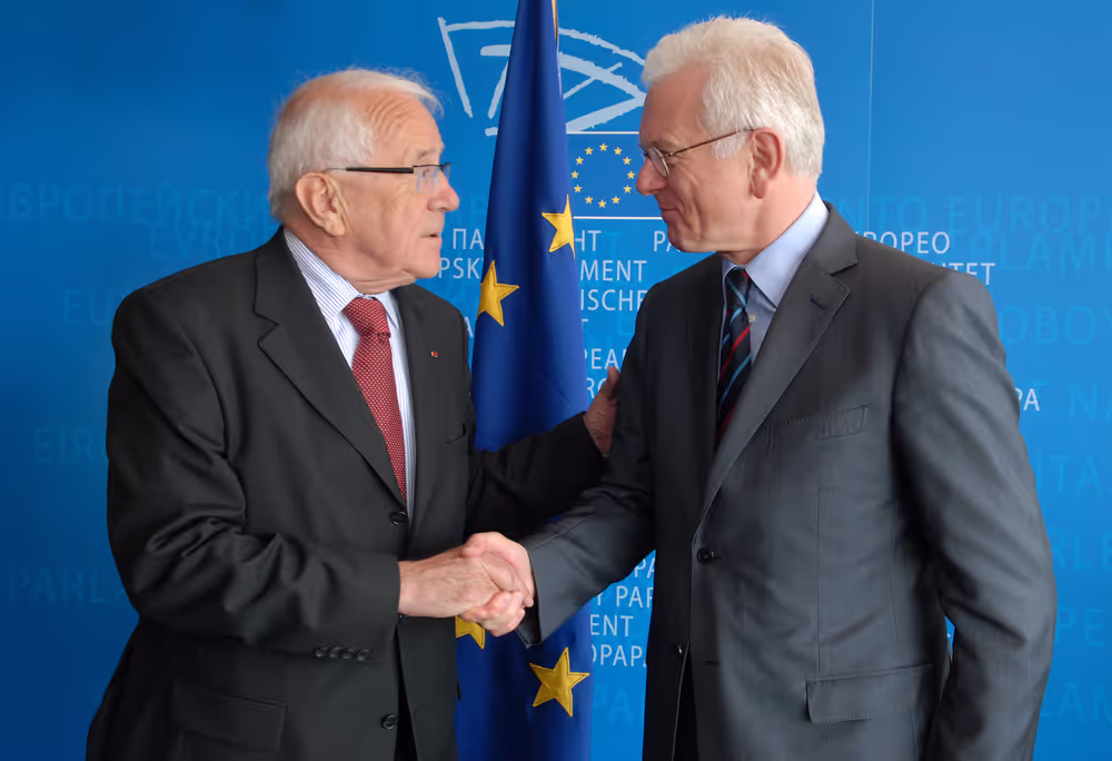 Hans Gert POETTERING - EP President meets with MEP Philippe MORILLON in Strasbourg