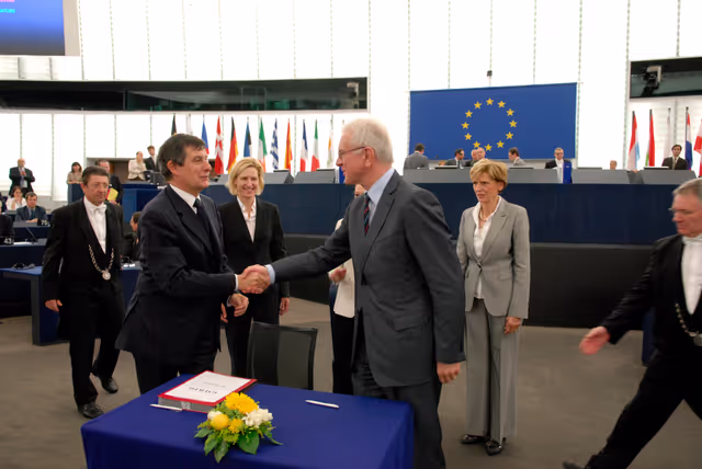 Formal signing of legislation on Galileo, Europe's Global Satellite Navigation System..