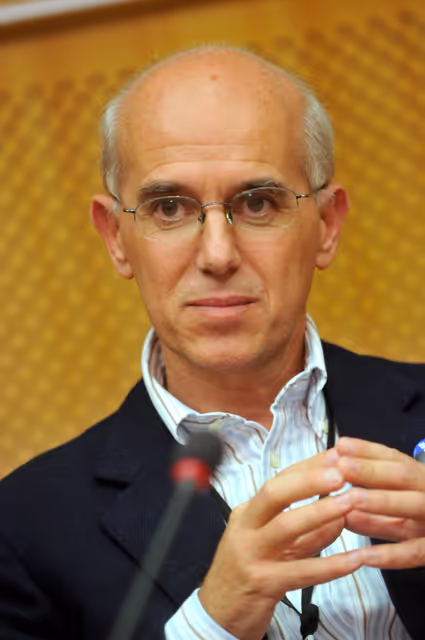MEP Vittorio AGNOLETTO attends a meeting in Brussels