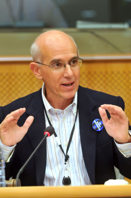 MEP Vittorio AGNOLETTO attends a meeting in Brussels