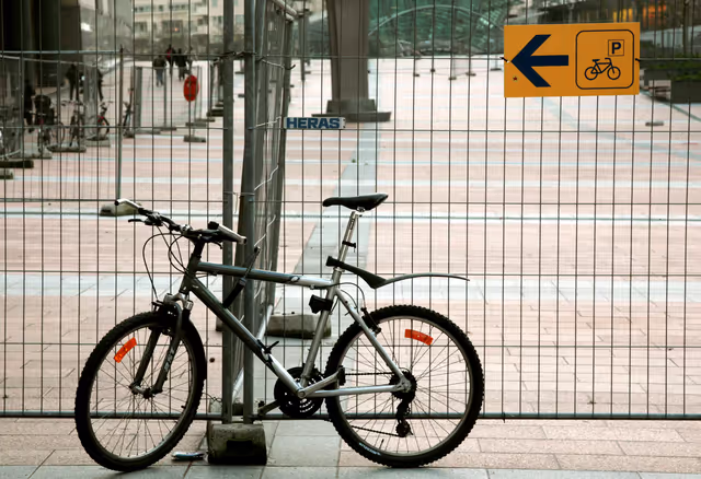 Снимка 10: Bicycle parked on the Esplanade outside  of the EP in Brussels