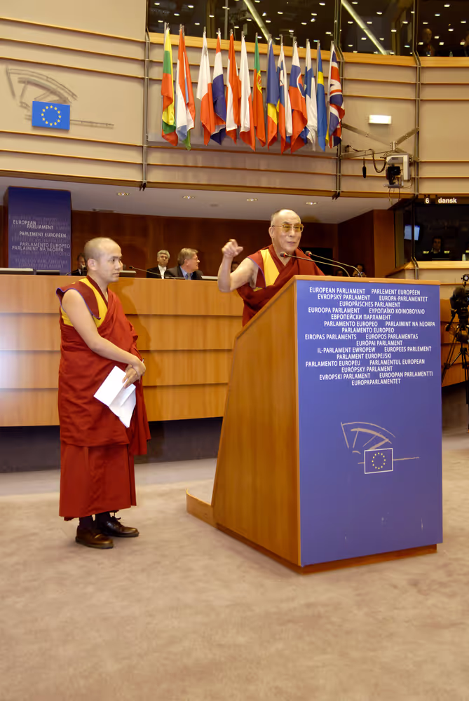 Plenary session in Brussels - His Holiness the XIVth Dalai Lama adresses a formal sitting