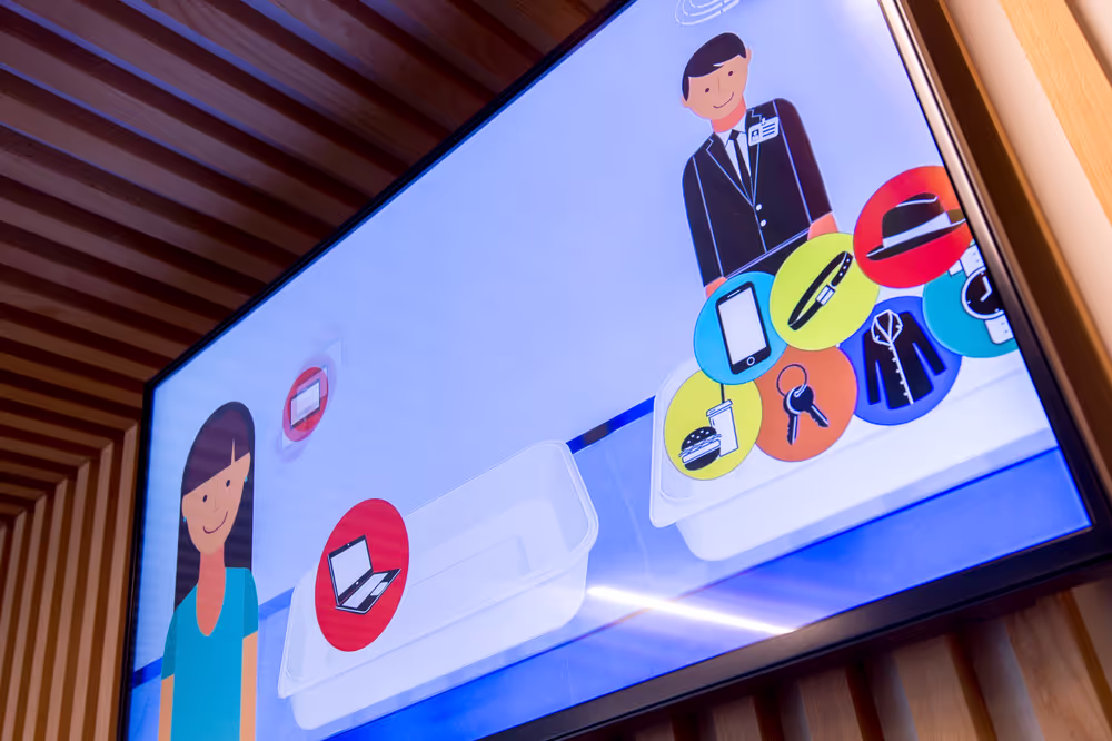 TV screen for security checks