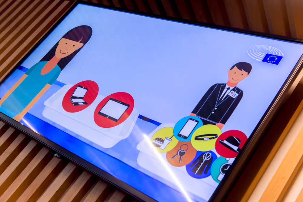 TV screen for security checks