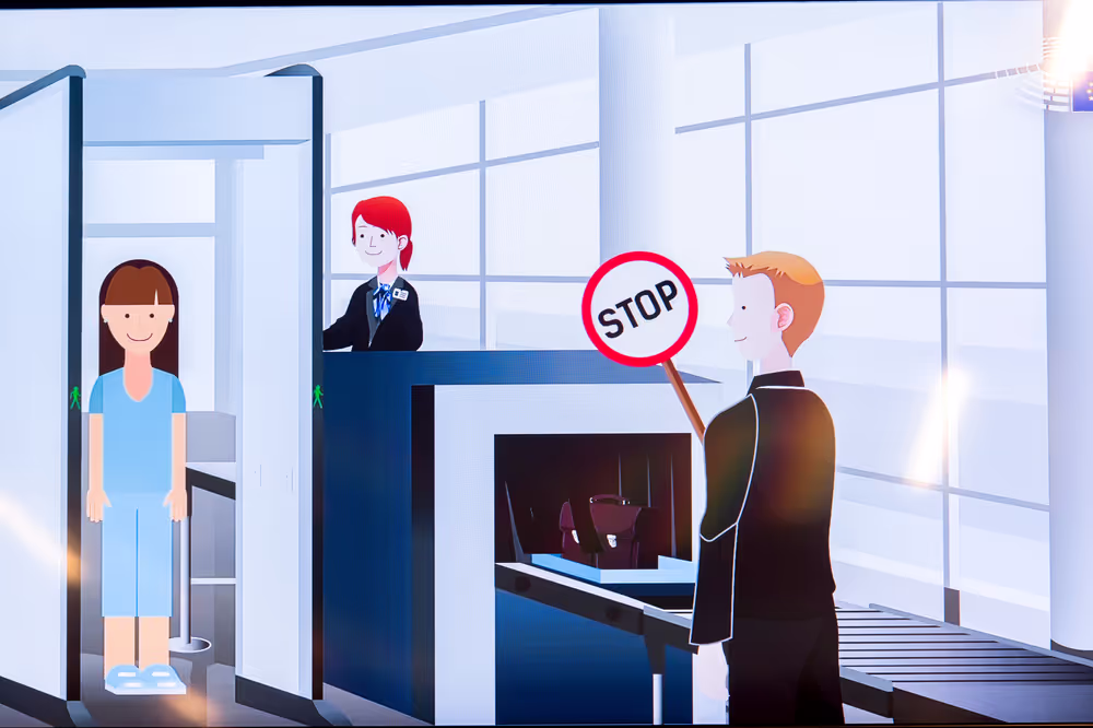 TV screen for security checks