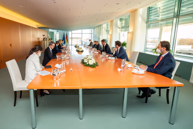 Fotagrafa 4: Official Visit of Roberta METSOLA, EP President to Berlin.- Meeting with Olaf SCHOLZ, German Federal Chancellor.- Joint press point with Olaf SCHOLZ, German Federal Chancellor