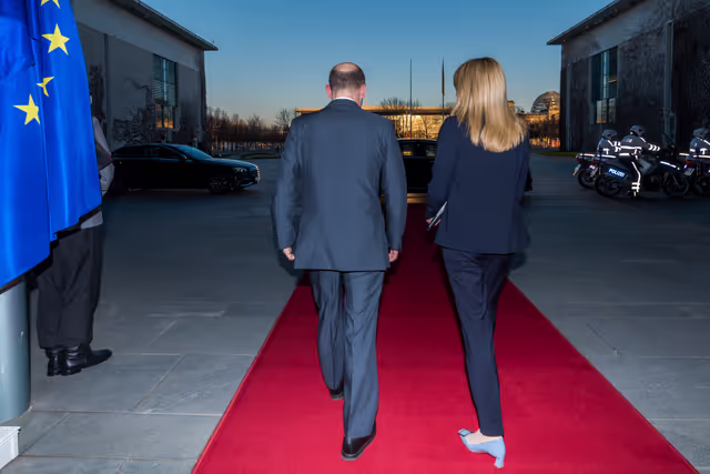 Fotagrafa 9: Official Visit of Roberta METSOLA, EP President to Berlin.- Meeting with Olaf SCHOLZ, German Federal Chancellor.- Joint press point with Olaf SCHOLZ, German Federal Chancellor
