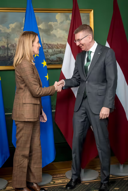 Official visit by Roberta METSOLA, EP President to Riga (Latvia) - Meeting with Edgars RINKĒVIČS, President of Latvia