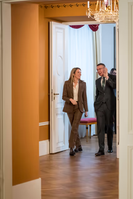 Official visit by Roberta METSOLA, EP President to Riga (Latvia)- Meeting with Edgars RINKĒVIČS, President of Latvia