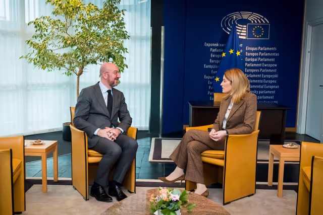 Roberta METSOLA, EP President meets with Charles MICHEL, President of the European Council.