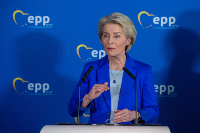 Fotografi 14: EPP Press conference with Ursula von der LEYEN, President of the European Commission and Manfred WEBER