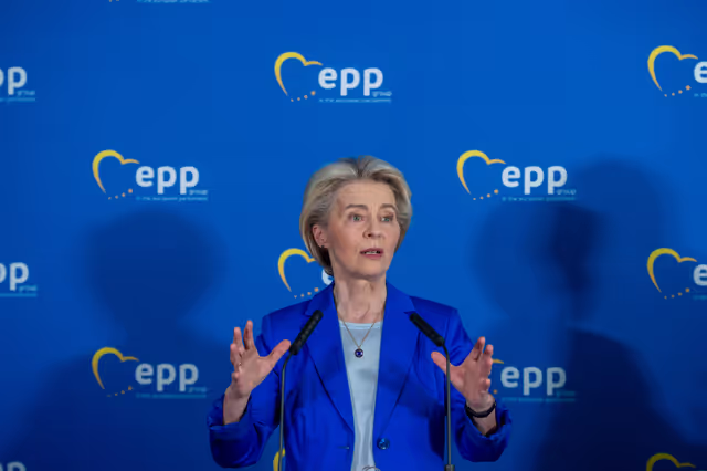 Fotografi 12: EPP Press conference with Ursula von der LEYEN, President of the European Commission and Manfred WEBER