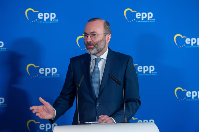 Fotografi 6: EPP Press conference with Ursula von der LEYEN, President of the European Commission and Manfred WEBER