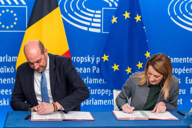 LEX signing ceremony in presence of Roberta METSOLA, EP President and Mathieu MICHEL, Belgian Secretary of State for digitisation