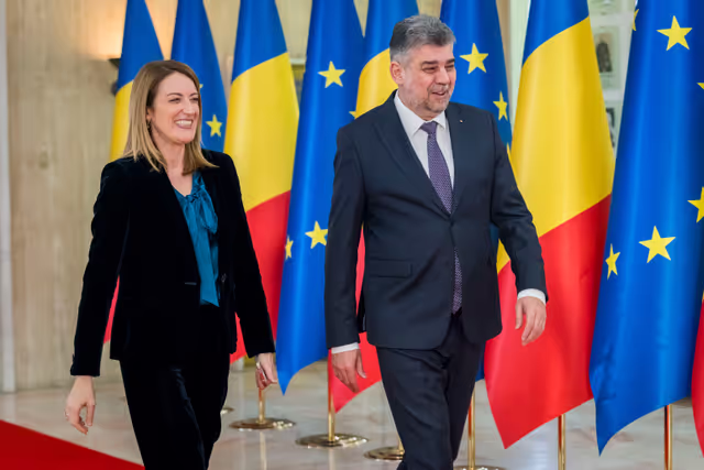 Foto 5: Official visit by Roberta METSOLA, EP President to Bucharest (Romania) - Meeting with Marcel CIOLACU, Prime Minister of Romania