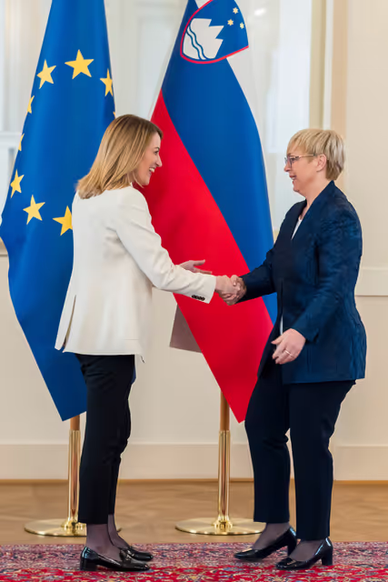 Fotó 5: Official visit by Roberta METSOLA, EP President to Ljubljana (Slovenia) - Meeting with Nataša PIRC MUSAR, President of Slovenia