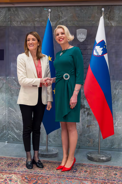 Official visit by Roberta METSOLA, EP President to Ljubljana (Slovenia) - Meeting with Urška KLAKOČAR ZUPANČIČ, President of the Slovenian National Assembly