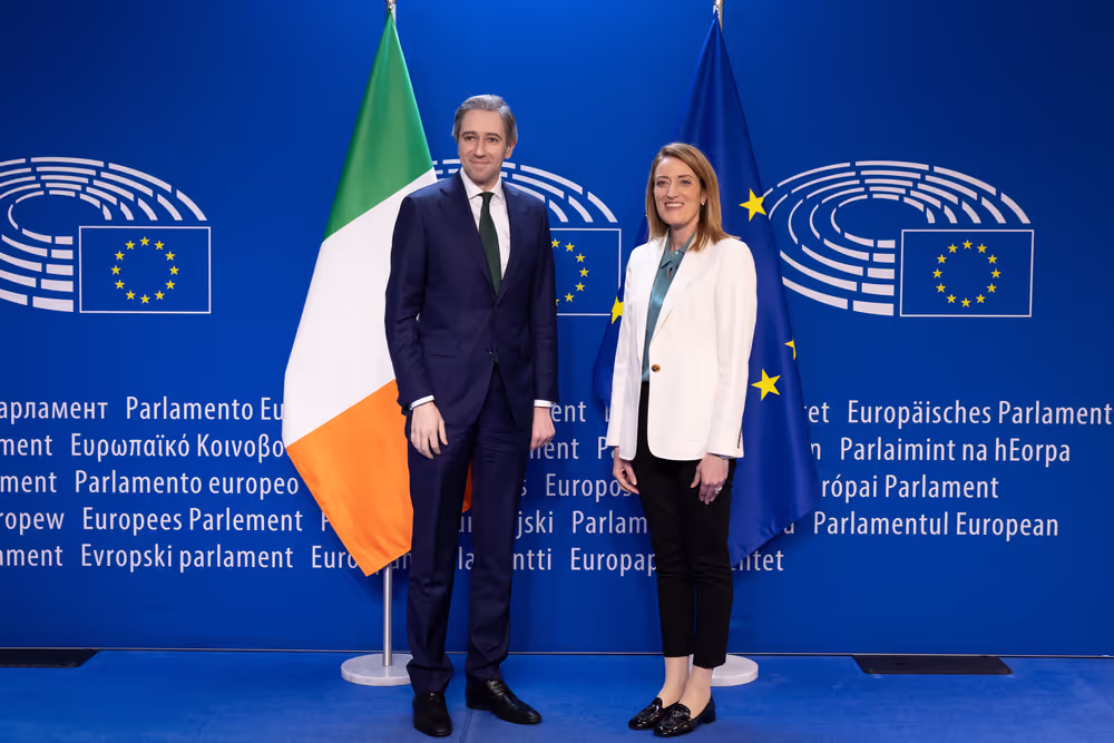 Roberta METSOLA, EP President meets with Simon HARRIS, Irish Prime Minister