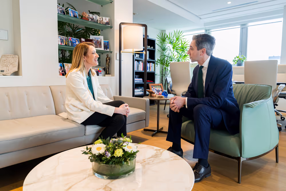 Roberta METSOLA, EP President meets with Simon HARRIS, Irish Prime Minister