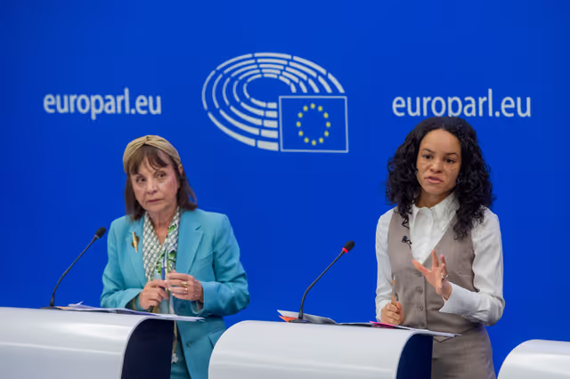 Photo 3: Press conference on the adoption of the Forced Labour Regulation