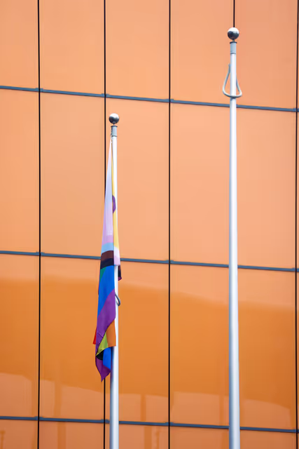 Fotografia 17: International Day Against Homophobia, Biphobia, Intersexism and Transphobia (IDAHOBIT) - Rainbow flag next to the EP buildings