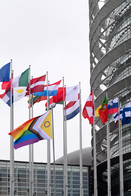 Fotografia 25: International Day Against Homophobia, Biphobia, Intersexism and Transphobia (IDAHOBIT) - Rainbow flag next to the EP buildings