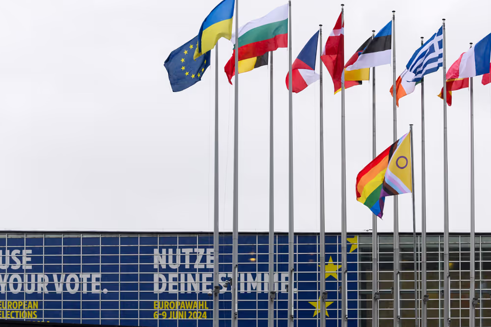 International Day Against Homophobia, Biphobia, Intersexism and Transphobia (IDAHOBIT) - Rainbow flag next to the EP buildings