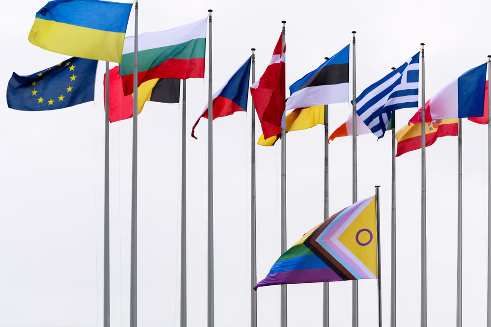 International Day Against Homophobia, Biphobia, Intersexism and Transphobia (IDAHOBIT) - Rainbow flag next to the EP buildings