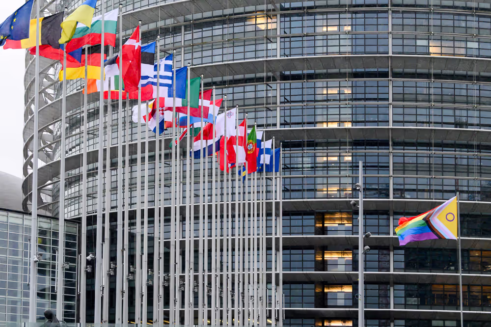 International Day Against Homophobia, Biphobia, Intersexism and Transphobia (IDAHOBIT) - Rainbow flag next to the EP buildings
