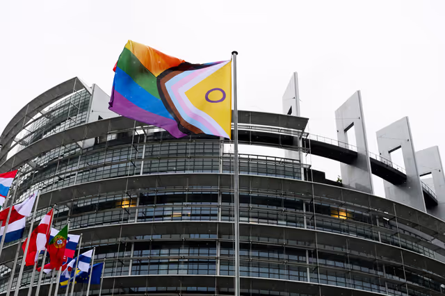 Fotografia 22: International Day Against Homophobia, Biphobia, Intersexism and Transphobia (IDAHOBIT) - Rainbow flag next to the EP buildings