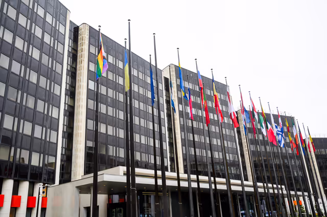 Fotografia 2: International Day Against Homophobia, Biphobia, Intersexism and Transphobia (IDAHOBIT) - Rainbow flag next to the EP buildings
