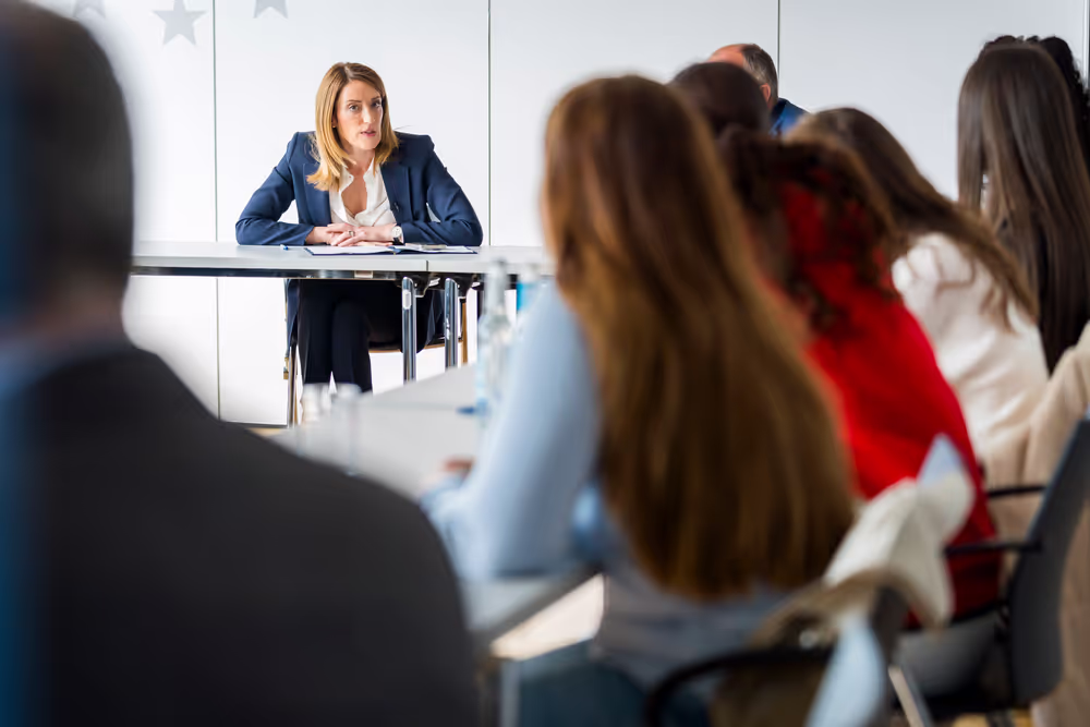 Official visit by Roberta METSOLA, EP President to Berlin (Germany) - Round-table discussion with young people