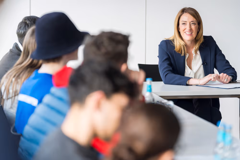 Official visit by Roberta METSOLA, EP President to Berlin (Germany) - Round-table discussion with young people