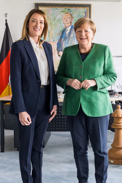 Fotagrafa 3: Official visit by Roberta METSOLA, EP President to Berlin (Germany) - Meeting with Angela MERKEL, Former German Chancellor