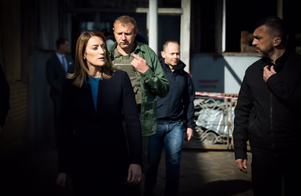 Roberta METSOLA, EP President, in Kyiv (Ukraine) on Europe Day - Visit to a damaged power plant and a bombed school