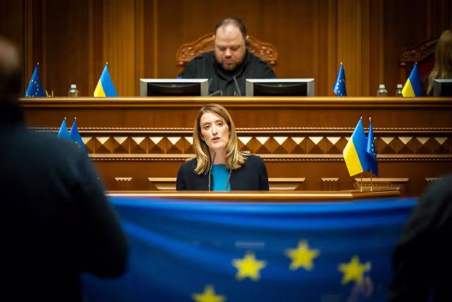 Nuotrauka 4: Roberta METSOLA, EP President, in Kyiv (Ukraine) on Europe Day - Address to the Ukrainian Parliament (Verkhovna Rada)