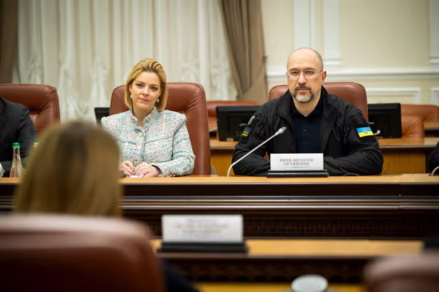 Fotografie 5: Roberta METSOLA, EP President, in Kyiv (Ukraine) on Europe Day - Meeting with Denys SHMYHAL, Ukrainian Prime Minister