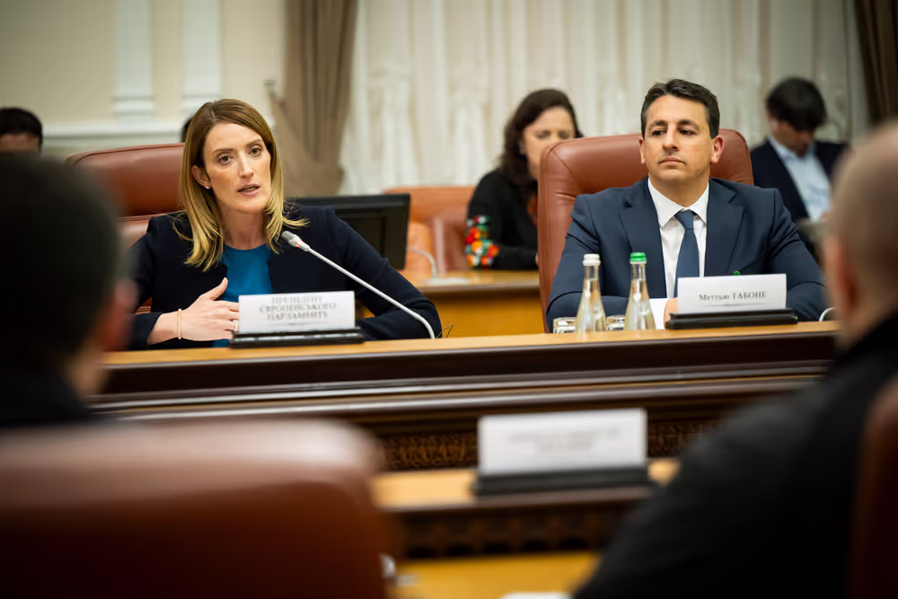 Roberta METSOLA, EP President, in Kyiv (Ukraine) on Europe Day - Meeting with Denys SHMYHAL, Ukrainian Prime Minister