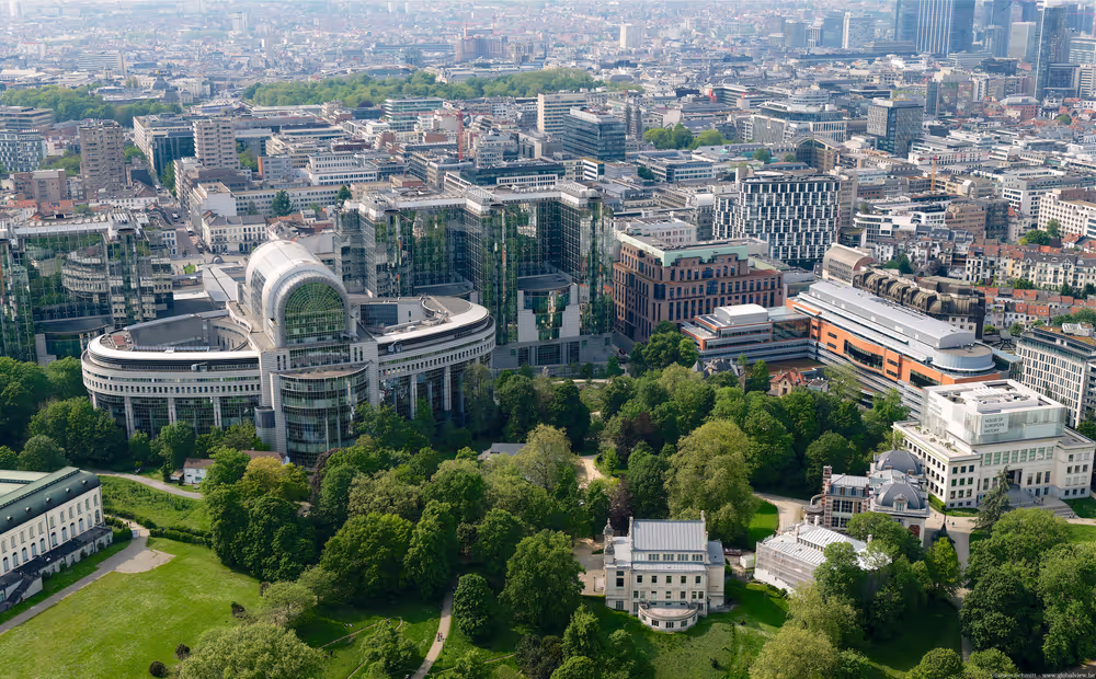 Aerial view of the European Parliament in Brussels