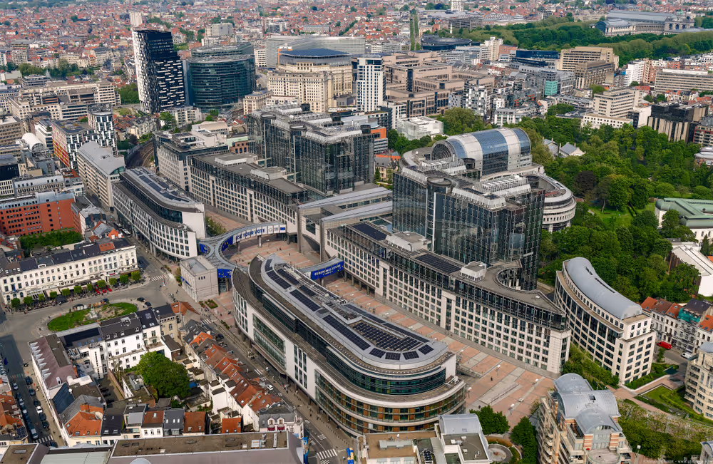Aerial view of the European Parliament in Brussels