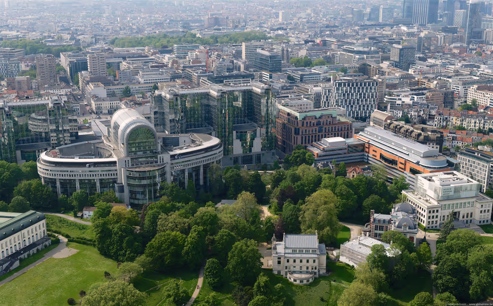Aerial view of the European Parliament in Brussels