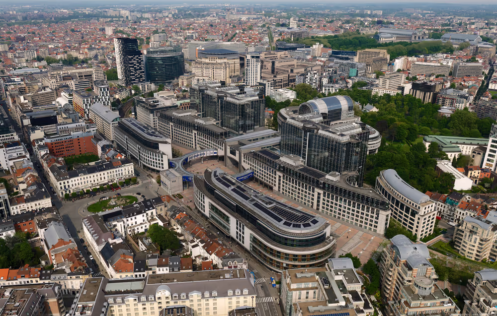 Aerial view of the European Parliament in Brussels