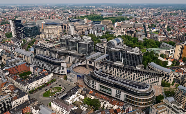 Aerial view of the European Parliament in Brussels
