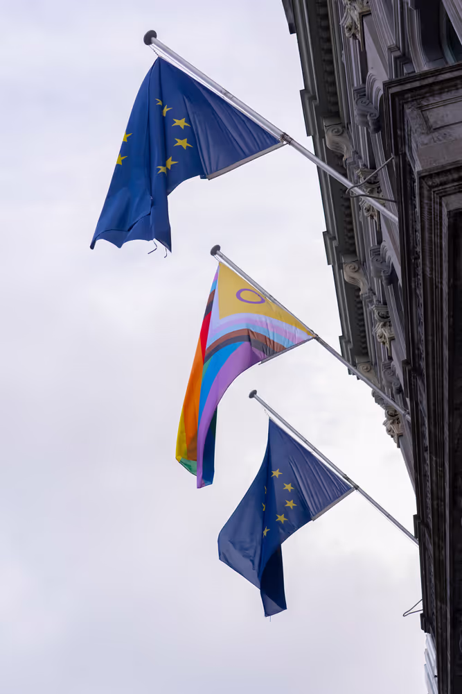 International Day Against Homophobia, Biphobia, Intersexism and Transphobia (IDAHOBIT) - Rainbow flag next to the EP buildings