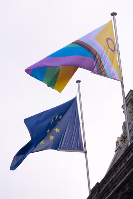 Fotografia 8: International Day Against Homophobia, Biphobia, Intersexism and Transphobia (IDAHOBIT) - Rainbow flag next to the EP buildings