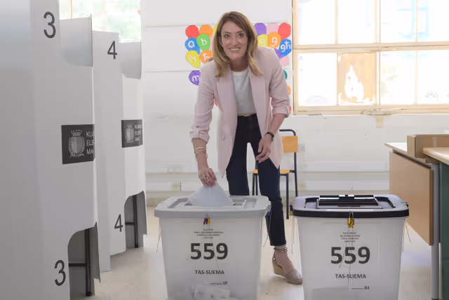European elections 2024 - Roberta METSOLA, EP President, voting in Sliema (Malta)