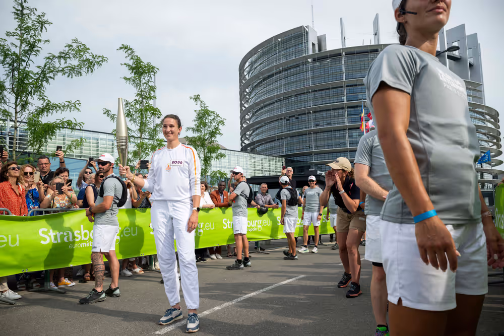 Olympics flame in the EP Strasbourg