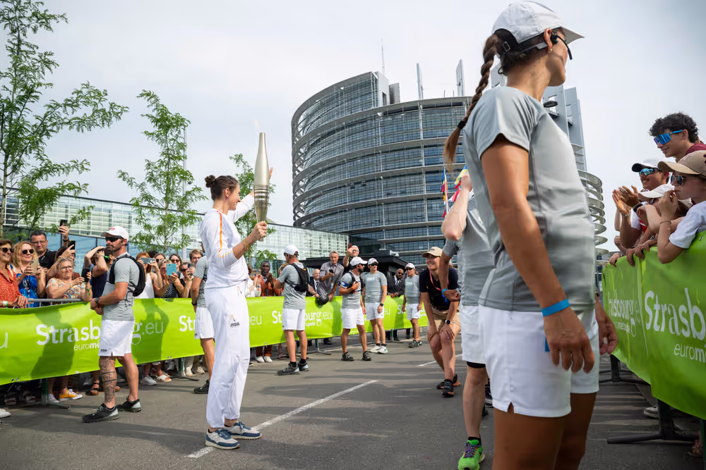 Olympics flame in the EP Strasbourg