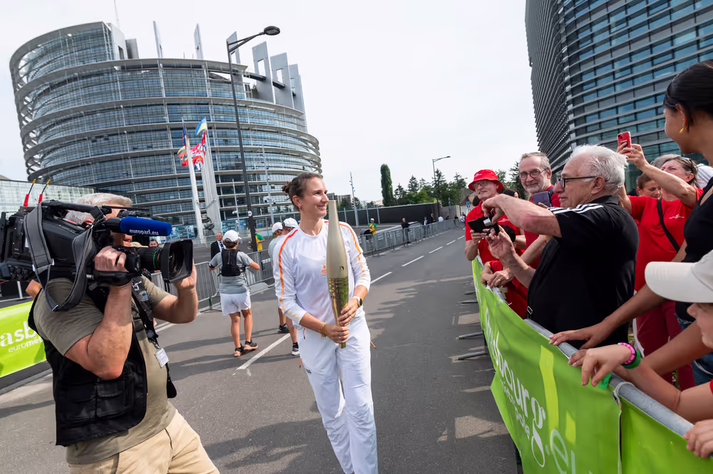 Olympics flame in the EP Strasbourg